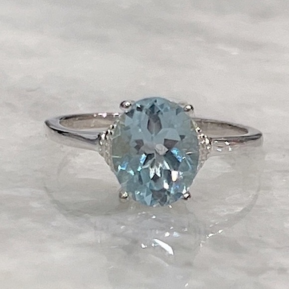 Jewelry - Sky Blue Topaz Sterling Silver Solitaire Ring